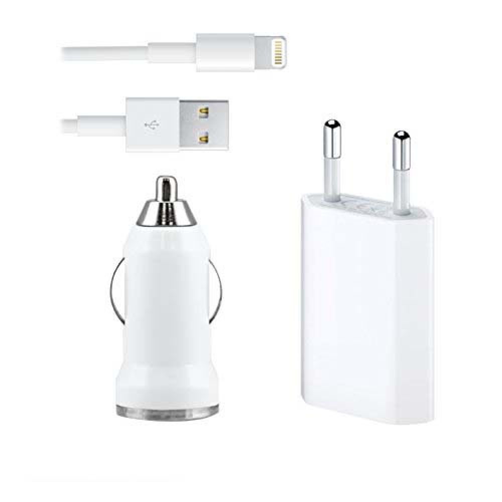 OEM Iphone 5/5S/5C/6/6S ,Set car charger and network charger Travel 12/220v with cable - 14264